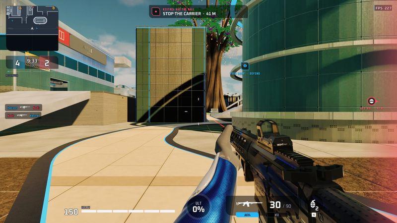 Upload, first person, with the carrier marked 41 metres away.